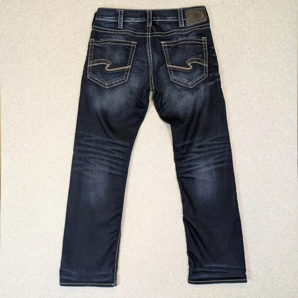 Silver Jeans Zac Men's 34X34 Relaxed Fit Stretch Straight Dark Wash - Picture 2 of 10